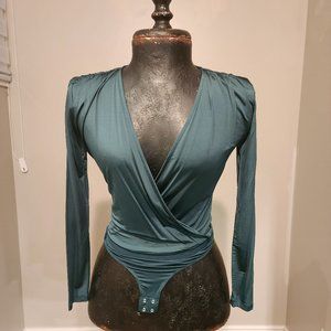 NWT Dynamite Slinky Long Sleeve Wrap Bodysuit Size S